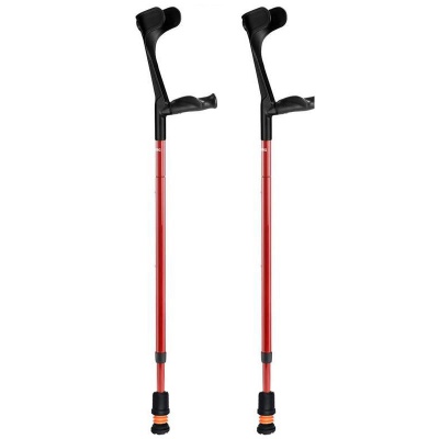 Flexyfoot Carbon Fibre Comfort Grip Open Cuff Red Crutches (Pair)